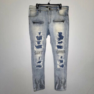 Focus men's jeans distressed blue size 36×32